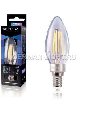 Лампа Voltega 6998 Свеча Е14 4000К 4W VG10-C1E14cold4W-F