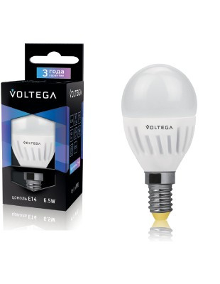 Лампа светодиодная Voltega шар белый E14 6,5W 2800K VG1-G2E14warm6W-C (4694) 5721